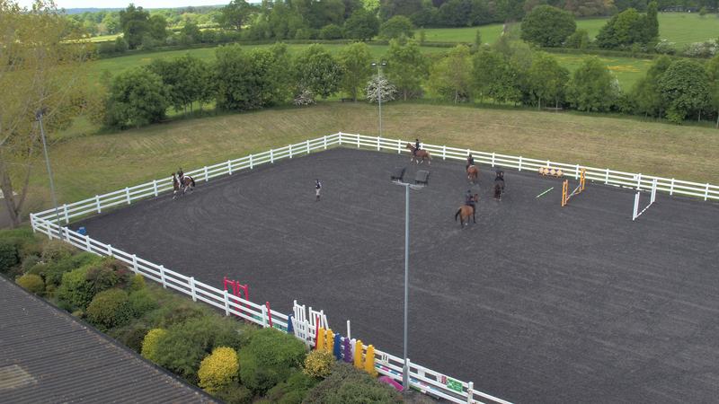 Aerial view of the outdoor arena and surrounding countryside